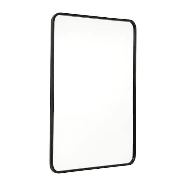 Carnegy Avenue 24 in. W x 36 in. H Matte Black Wall Mounted Mirror