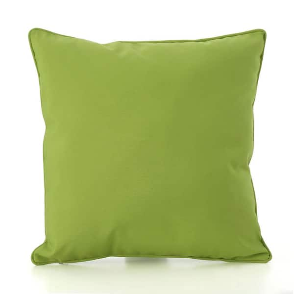 Textured Solid Almond Square Outdoor Throw Pillow (2-Pack)