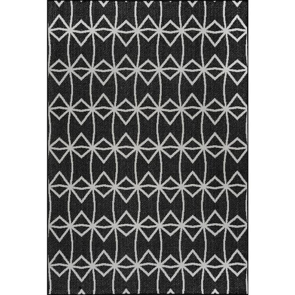 nuLOOM Saunders Geometric Dark Grey 8 ft. x 10 ft. Indoor/Outdoor Patio/Living Room/Bedroom/Dining Room Area Rug