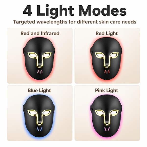 Numhew 4-Color LED Light Therapy Face Mask, 119 Lamp Beads