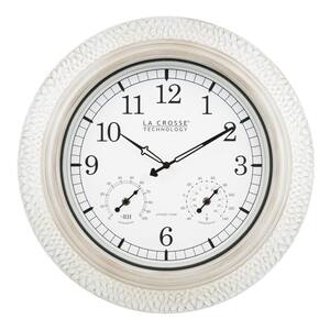 21 in. Indoor/Outdoor Atomic Analog White-Washed Metal Wall Clock