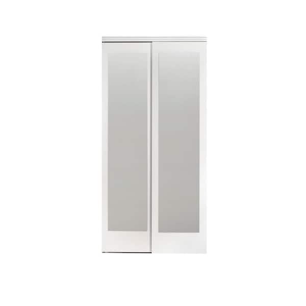 Impact Plus 72 in. x 96 in. Mir-Mel Primed Mirror Solid Core MDF Interior Closet Sliding Door with Chrome Trim