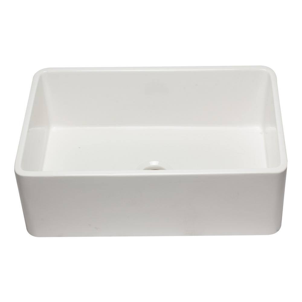30'' White Fireclay Single Bowl Farmhouse Sink