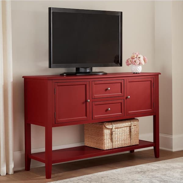 Home Decorators Collection Burton 56 in. Chili Red Rectangle Wood Console Table