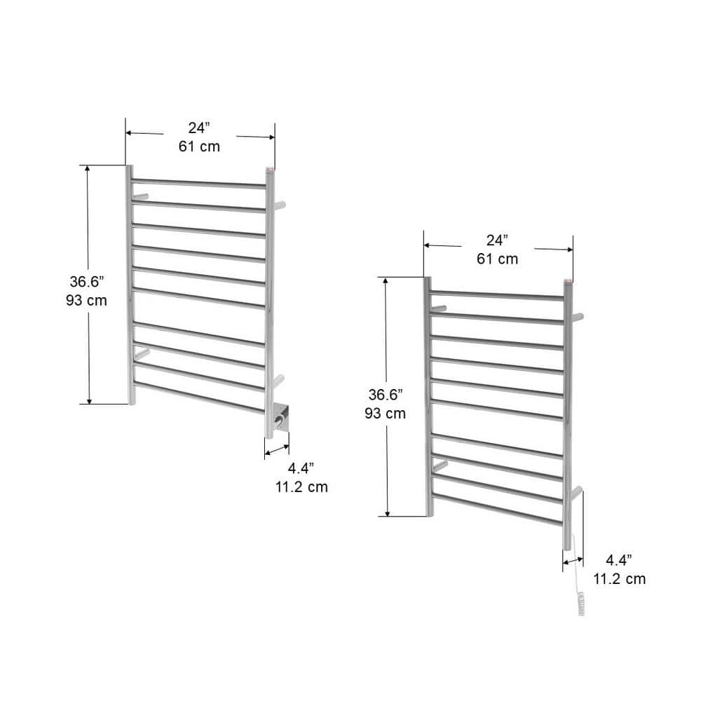 Polished Stainless Steel Wall Mounted 10-Bar Towel Warmer