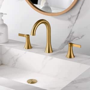 Contemporary 8 in. Widespread 2-Handle Bathroom Faucet in Brushed Gold