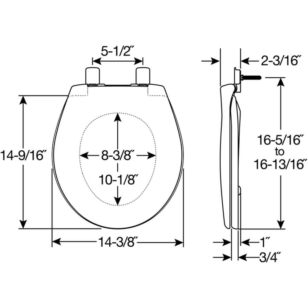 Affinity Round Soft Close Plastic Closed Front Toilet Seat in Bone Never Loosens and Removes for Easy Cleaning