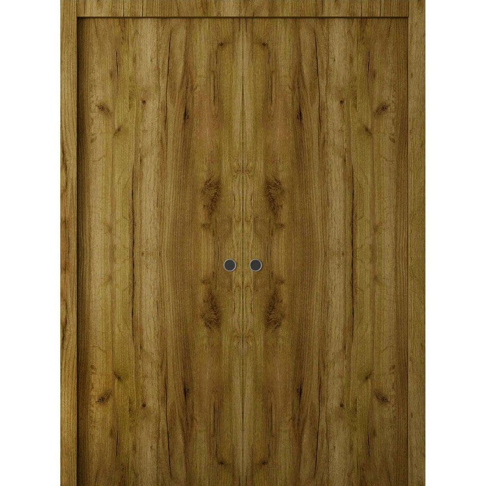 Assembly Required 3011 84 in. x 80 in. Reversible Antique Oak Color Solid Core Wood Sliding Door Kit w/Separate Jamb price history on PriceWatchPro