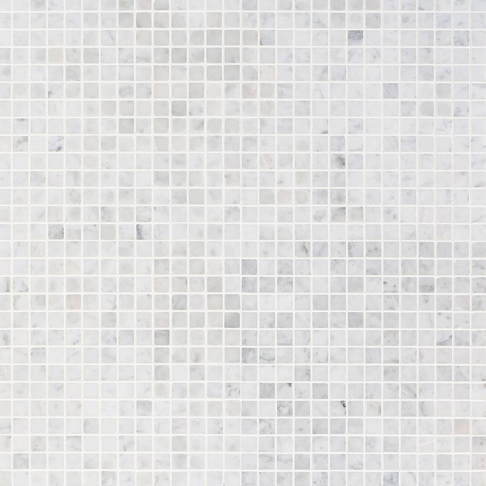 White Carrara Marble 1x1 Square Mosaic Wall Tile