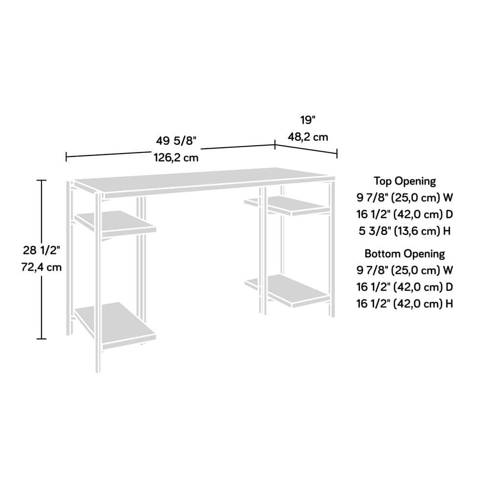 Sindoori Mango & Black Metal Industrial Desk with Open Shelves