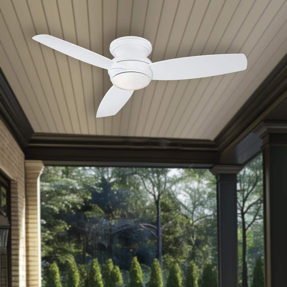 52" White Low Profile LED Ceiling Fan with Remote and Light Kit