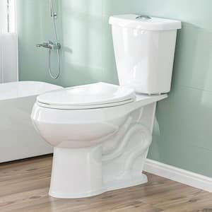 ADA Height 2-Piece Toilet 1.1/1.6 GPF Dual Flush Round Bowl Toilet in White Map Flush 1000g Including Soft-Close Seat