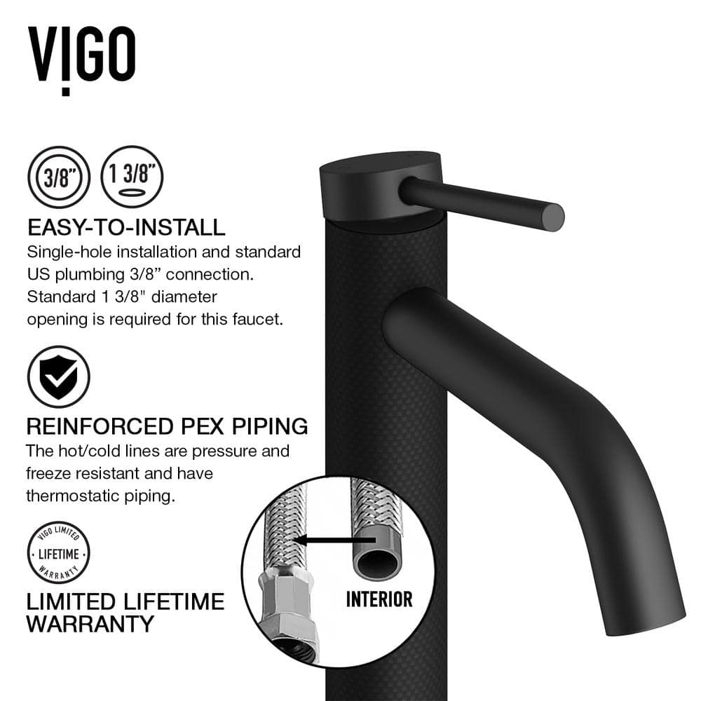 Matte Black Brass Single Handle Bathroom Faucet