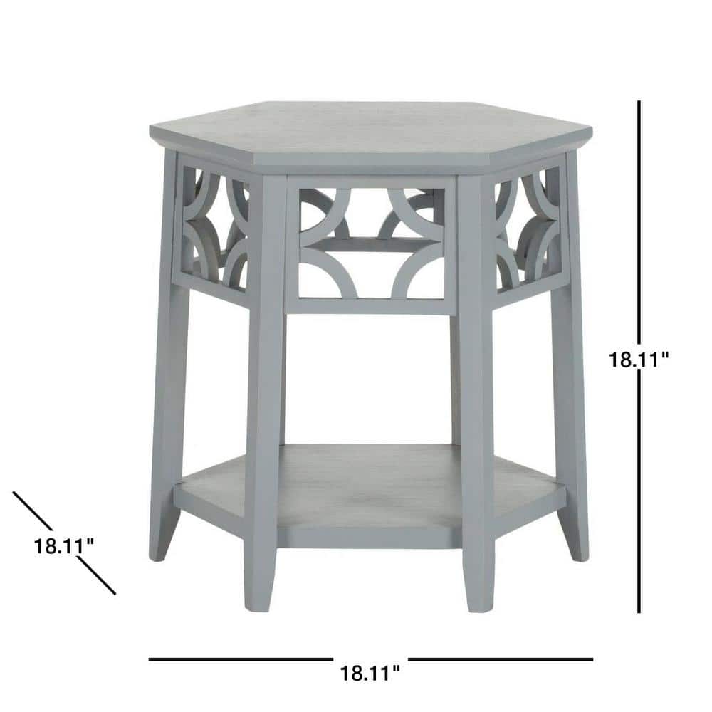 Pearl Blue Grey Hexagon Wood Accent Table