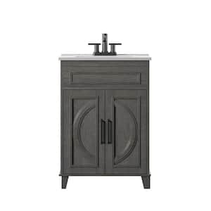Genevieve 24 in. D x 18 in. W x 34 in. H Bath Vanity in Weathered Gray with Vanity Top in White and White Basin