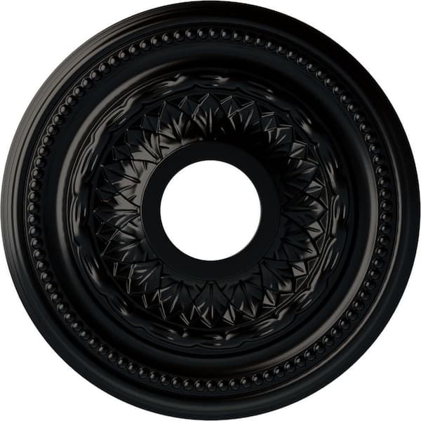 Ekena Millwork 1" x 15-3/4" x 15-3/4" Polyurethane Galway Ceiling Medallion, Hand-Painted Jet Black