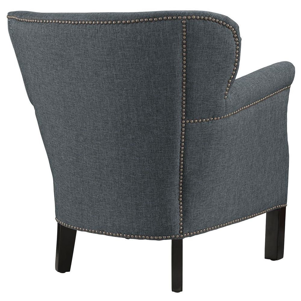 Gray Upholstered Accent Chair with Nailhead Trim