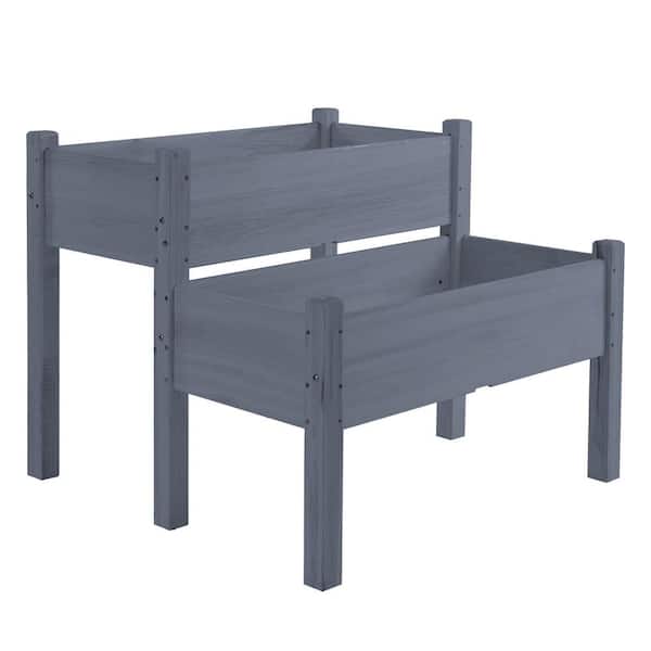 Unbranded Raised Garden Bed, 2-Tier Elevated Wood Planter Box for Backyard and Patio - Ideal for Vegetables, Herbs, and Flowers