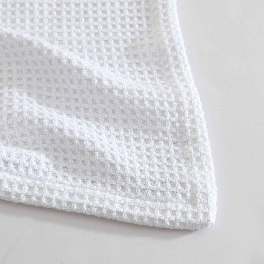 Full White Cotton Waffle Weave Blanket Set