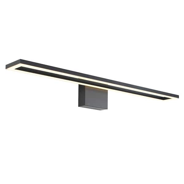 UMEILUCE 32 in. Matte Black Rectangle Vanity Light Bar for Barthroom 3000K Warm Light Mirror Light