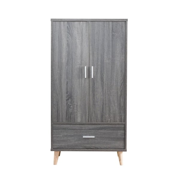 Furniture of America Satonia Dark Gray Armoire with 1-Drawer (60.25 in. H X 31.25 in. W X 20.75 in. D)