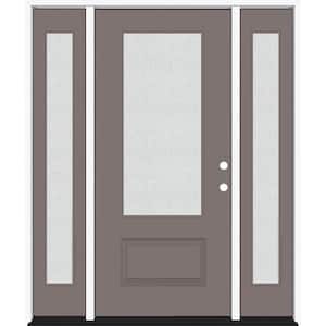 Legacy 64 in. x 80 in. 3/4-Lite Rain Glass LHIS Primed Kindling Finish Fiberglass Prehung Front Door with dB 12 in. SL