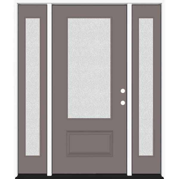 Steves & Sons Legacy 64 in. x 80 in. 3/4-Lite Rain Glass LHIS Kindling Finish Fiberglass Prehung Front Door with dB 12 in. SL