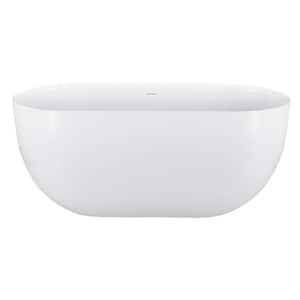 59 in. Acrylic Flatbottom Non-Whirlpool Bathtub in White Contemporary Soaking Tub