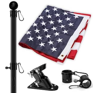 5 ft. Tangle Free Stainless Steel Flagpole with 3 ft. x 5 ft. U.S. Flag and Bracket for Garden, Black