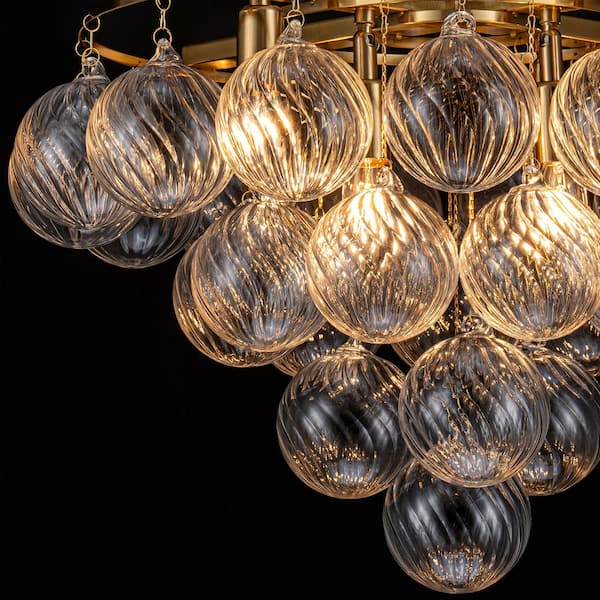 TinHon Modern 8-Light Gold Tiered Chandelier with 28 Twisted Glass