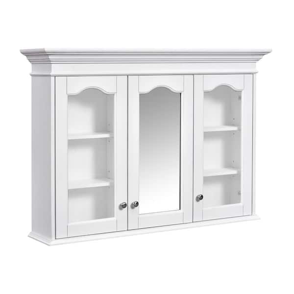 40 in. W x 28 in. H Rectangular MDF Surface Mount Medicine Cabinet with Mirror in White with Adjustable Shelves