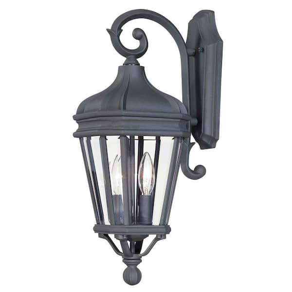 the great outdoors by Minka Lavery Harrison 2-Light Black Outdoor Wall Lantern Sconce