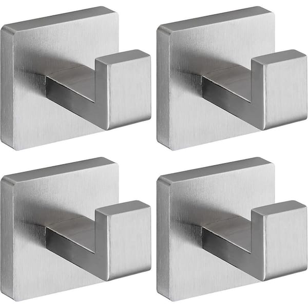 Modern Square Wall Mounted Hooks, Bathroom Towel Hooks Brushed Nickel, Heavy Duty Stainless Steel Hook