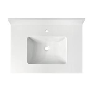 31 in. W x 22 in. D Quartz Vanity Top in Morning Frost with Single Sink