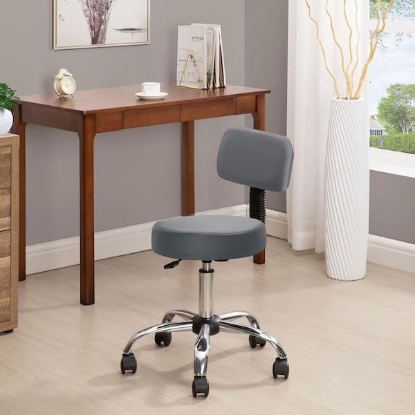 MAYKOOSH Gray Adjustable Drafting Stool with Wheels and