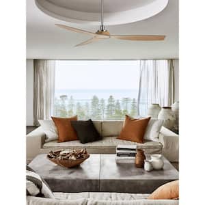 Moto 52 in. Indoor Brushed Nickel and Teak Ceiling Fan with Remote Control