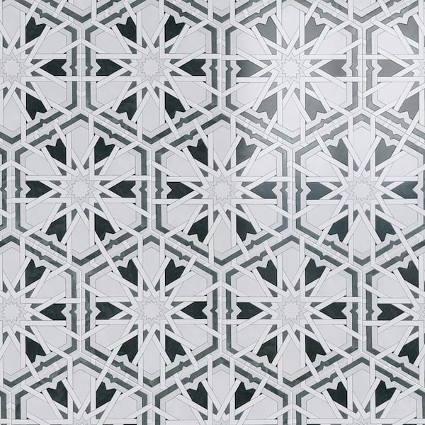 Radiant Black Hexagon 7.88 in. x 9.45 in. Matte Porcelain Floor and Wall Tile (9.9 sq. ft. /Case)