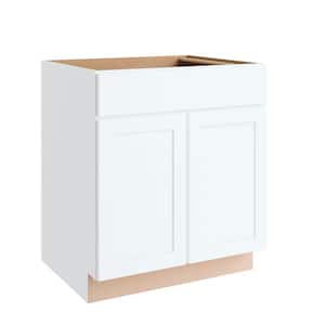 Courtland 30 in. W x 24 in. D x 34.5 in. H Assembled Shaker Sink Base Kitchen Cabinet in Polar White