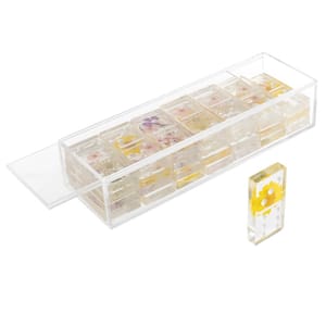 Acrylic Clear 28-Pieces Domino Game with Display Box Strategy Game, Tabletop Decoration and Modern Home Decor Flower