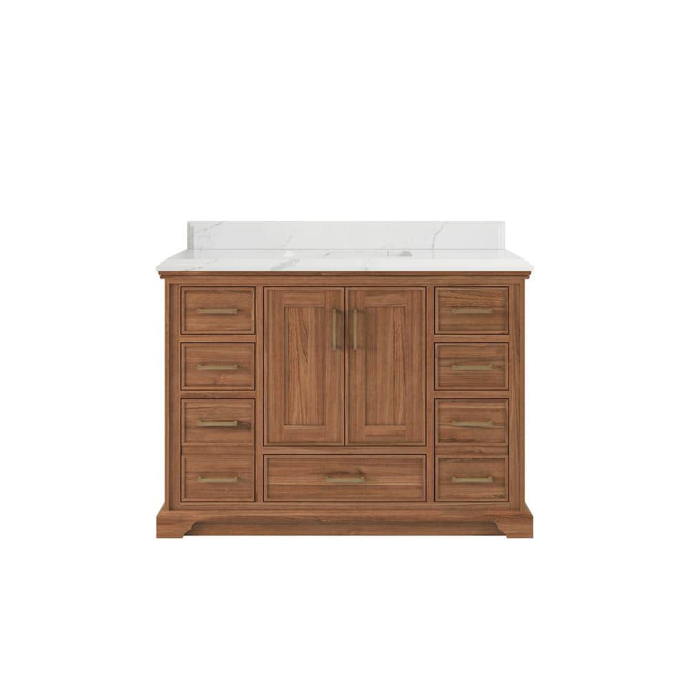 Charlotte Teak 48 in. W x 22 in. D x 36 in. H Single Sink Bath Vanity in Dark Natural with 1.5 in. Calcutta Laza Top price history on PriceWatchPro