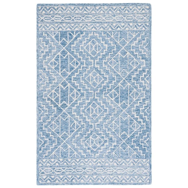 SAFAVIEH Metro Blue/Ivory 5 ft. x 8 ft. Striped Geometric Solid Color Area Rug