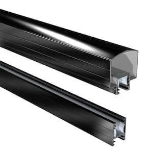 4 ft. Black Aluminum Deck Railing Hand and Base Rail