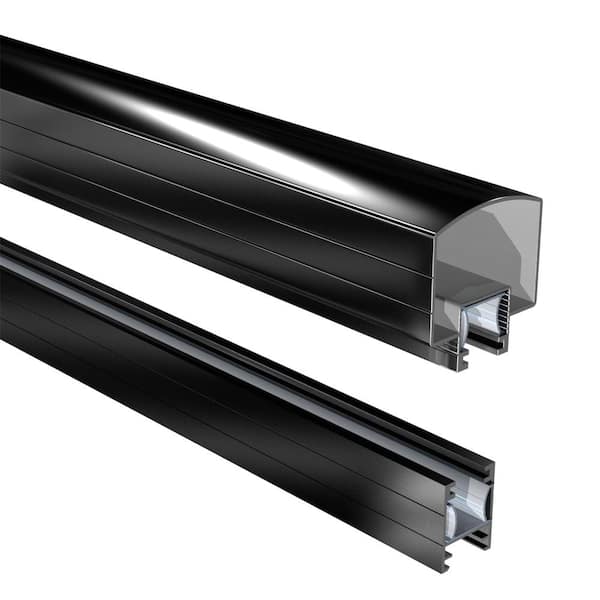 Peak Aluminum Railing 4 ft. Black Aluminum Deck Railing Hand and Base Rail