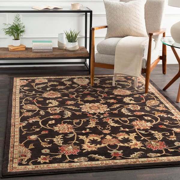 Sabin Black 8 ft. x 8 ft. Round Indoor Area Rug