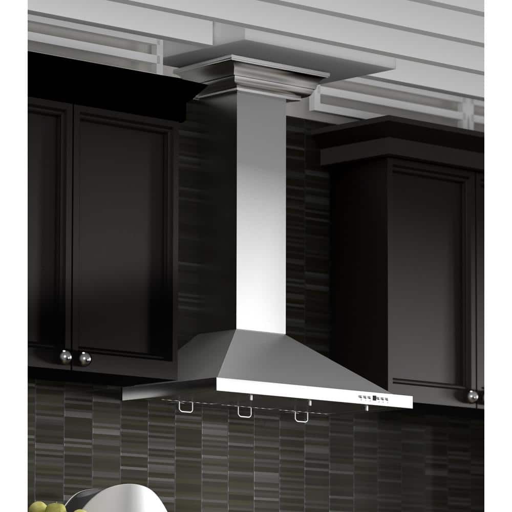 36" Stainless Steel Wall Mounted Range Hood with Crown Molding
