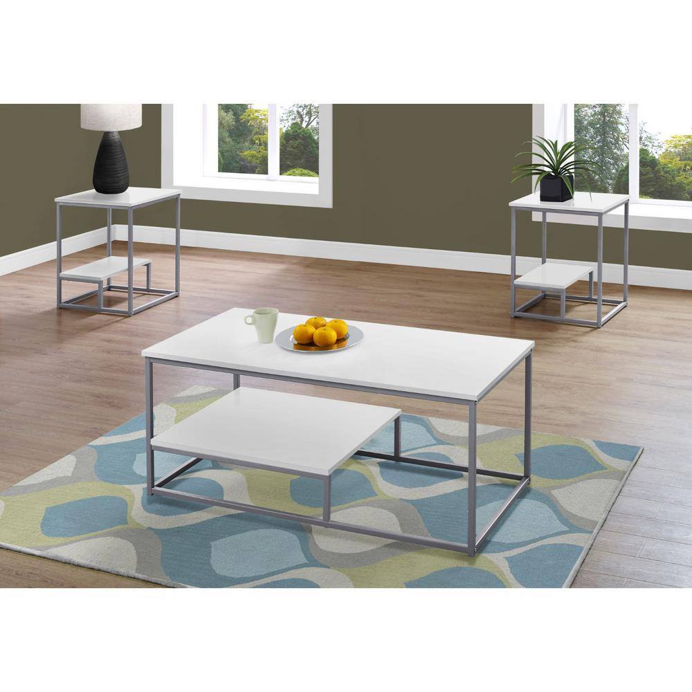 HomeRoots Jasmine 42.25 in. White Rectangle MDF Coffee Table with