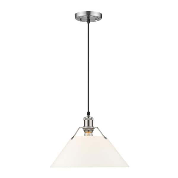 Golden Lighting Orwell 100 Watt 1 Light Pewter And Opal Glass Pendant Light 3306 L Pw Op The