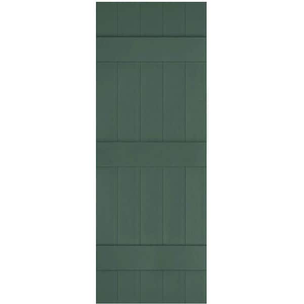 Ekena Millwork 17-1/2 in. x 79 in. Lifetime Vinyl Custom Five Board Joined Board and Batten Shutters Pair Forest Green