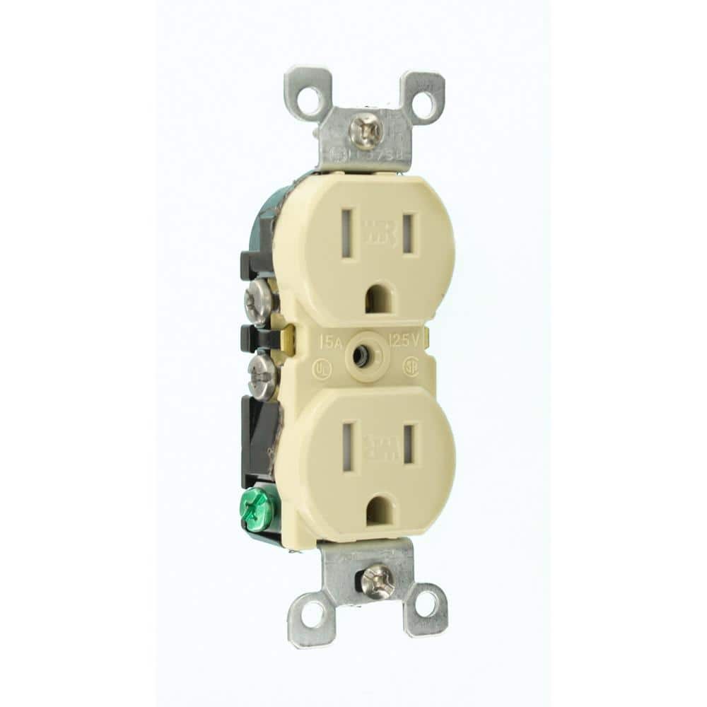 Ivory Tamper Resistant Duplex Outlet with Wall Plate
