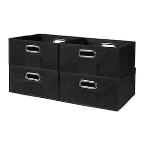 6 in. H x 12 in. W x 12 in. D Black Fabric Cube Storage Bin 4-Pack